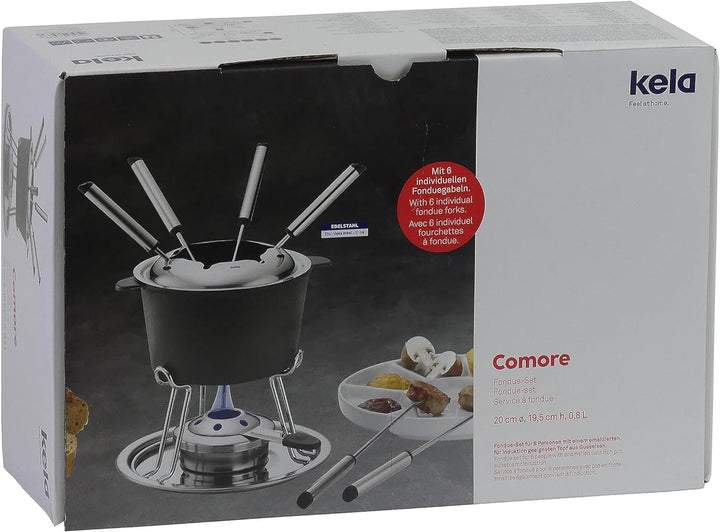 kela Fondue-Set Comore Gusseisen schwarz 19,5cm 20cmØ, 20x20x19,5