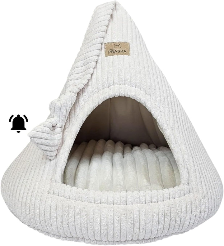 PRASKA Katzenhöhle mit verstecktem Spielzeug Handcraft - Katzenbett für Grosse Katzen - Rattle Cap H