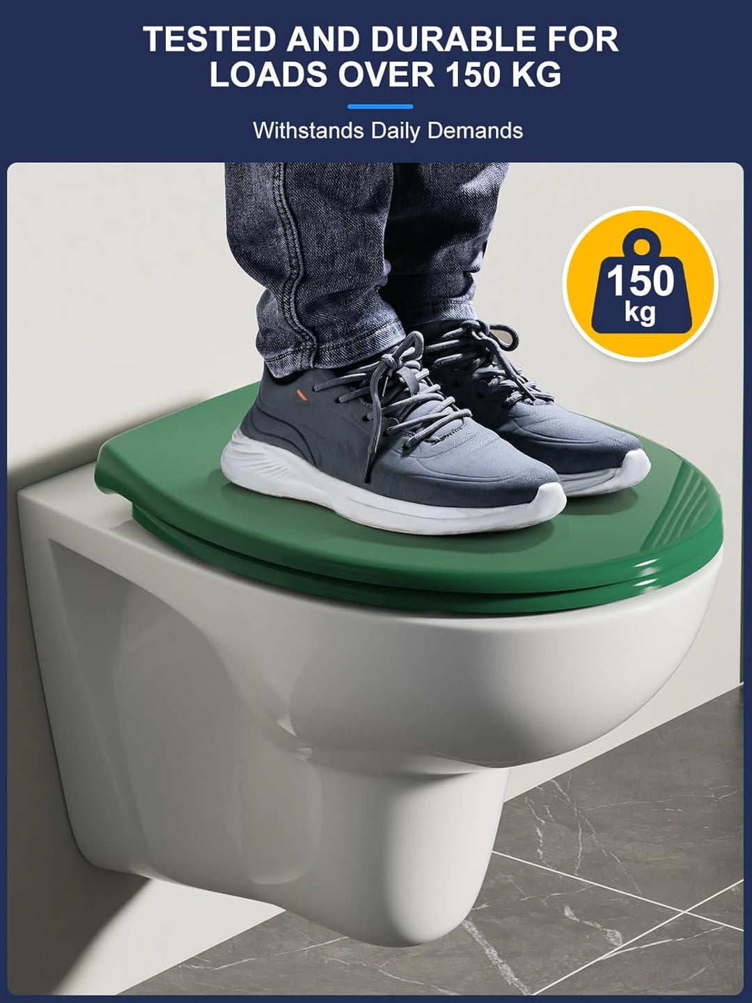 YEAUPE PRO Toilettendeckel mit Absenkautomatik, WC Sitz O Form mit Soft-Close, Grün Klodeckel mit Qu