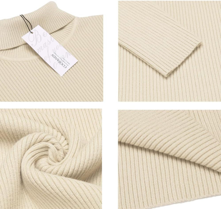 COOFANDY Herren Rollkragen Pullover Langarmshirt Feinstrick Sweater Rollkragen Freizeit Slim fit Bas