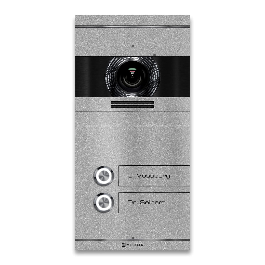 Metzler VDM10 2.0 Video -Türsprechanlage - LAN POE - 2 Familienhaus Türklingel - in RAL9007 Graualum