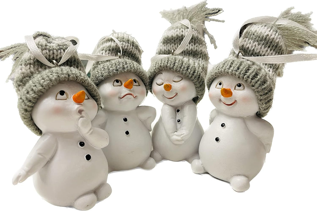 khevga Weihnachtsdeko Deko-Figuren Schneemann Anhänger grau im 4er Grau-hängend, Grau-hängend