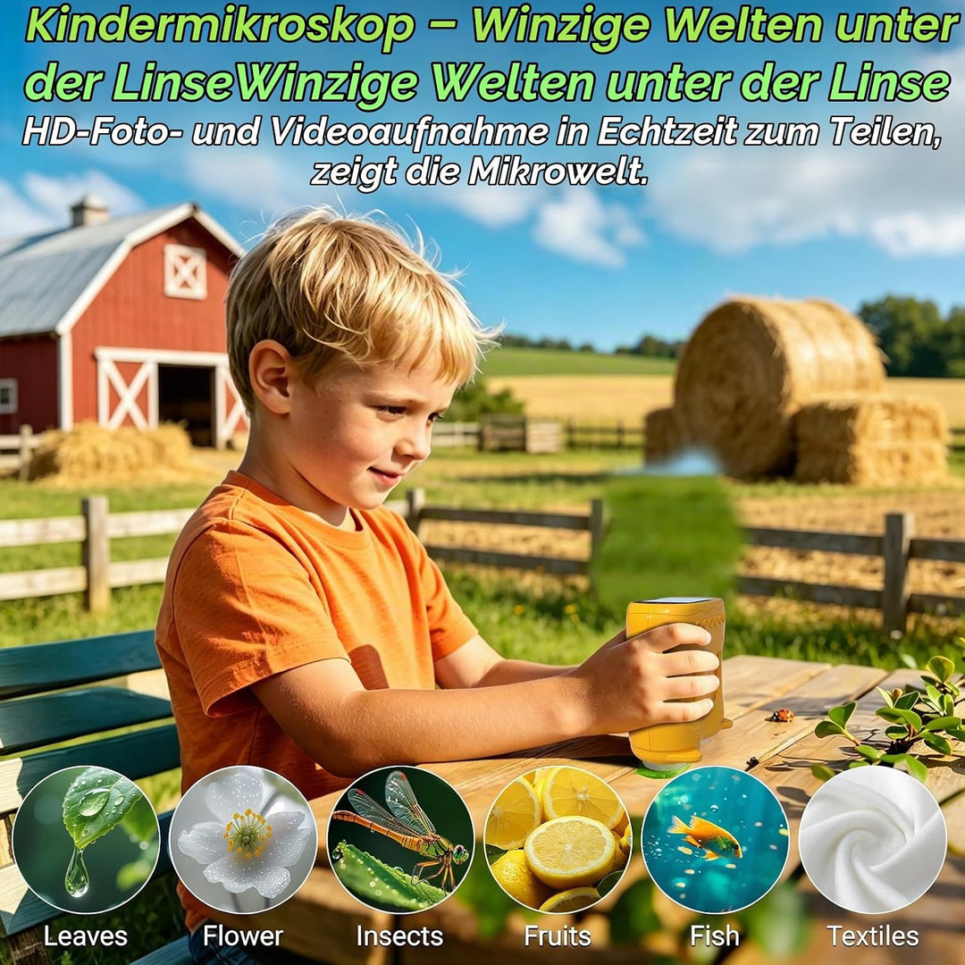 Mikroskop für Kinder, 1000X Tragbares Handmikroskop mit 2.4&