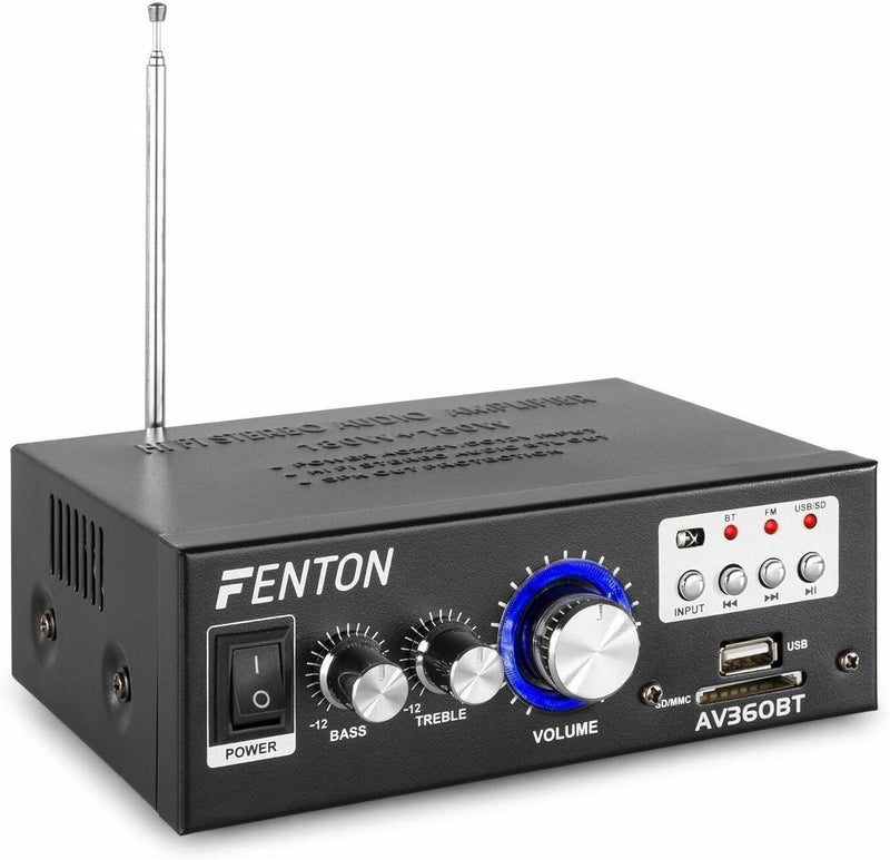 Fenton AV360BT Stereo Verstärker mit Bluetooth, MP3-Player und Fernbedienung - Kompakter 2x40W Hi-Fi