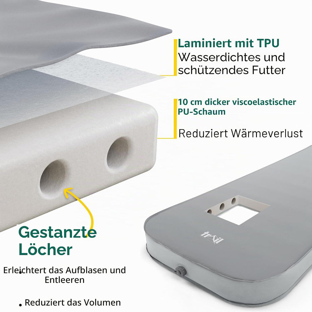 trail outdoor leisure Doppelte Camping Isomatte Selbstaufblasend Ultraleicht, Aufblasbare Isoliermat