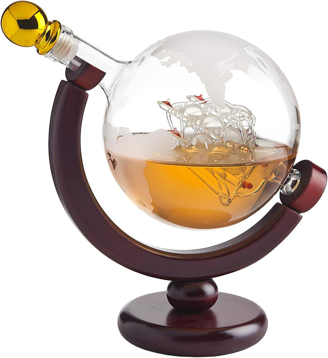 Whiskey Decanter Globe - for Liquor, Scotch, Bourbon, Vodka or Wine - 850ml Single, Single