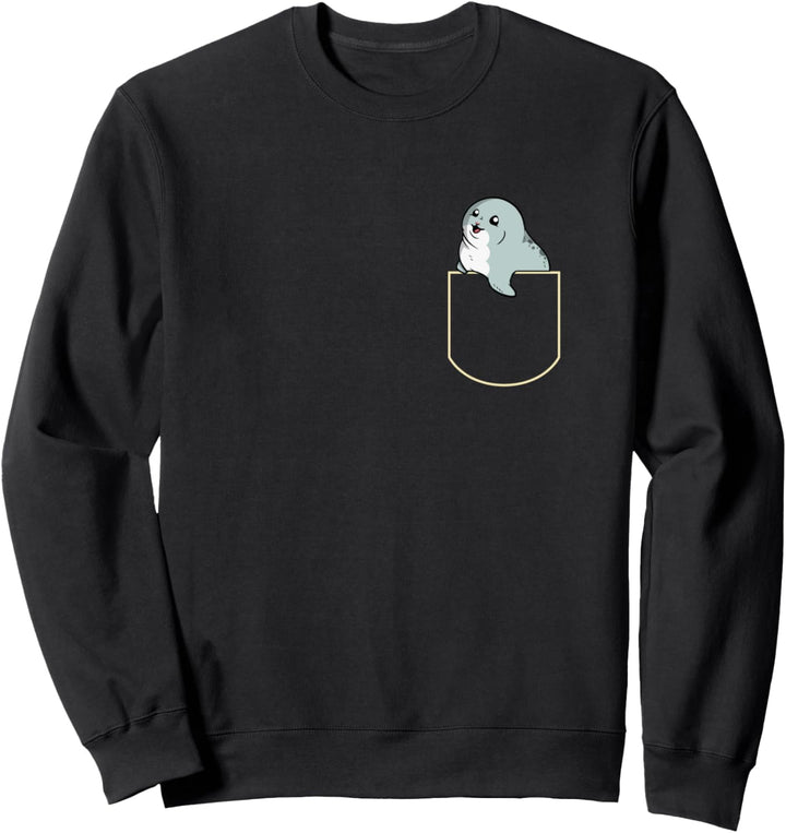 Lustiges Robbe In Der Brusttasche Geschenk Seehund Pocket Sweatshirt