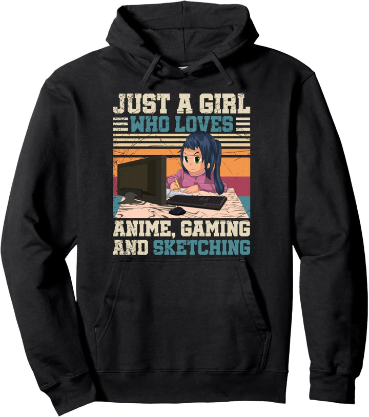 Nur ein Mädchen das Animes Gaming und Zeichen liebt Anime Pullover Hoodie