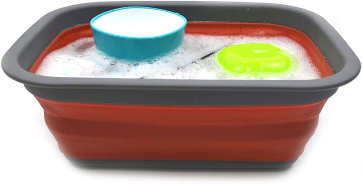 SAMMART Set of 2-9.2L (2.37Gallon) Collapsible Tub - Portable Outdoor Picnic Basket/Crater - Foldabl