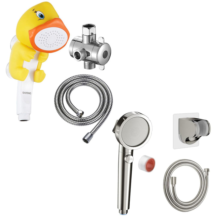 KAIYING Duschköpfe für Kinder (Ente) & KAIYING Wassersparender Duschkopf mit Filter Gegen Kalk (Gebü