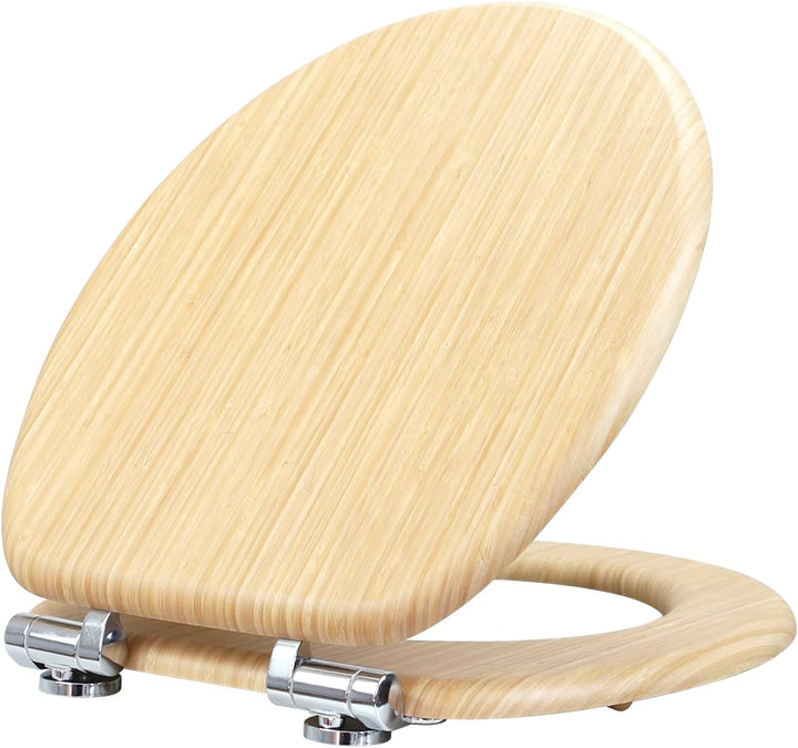 Fanmitrk WC Sitz mit Absenkautomatik, Toilettendeckel aus Holz, Stabil Klodeckel mit Soft Close, Toi
