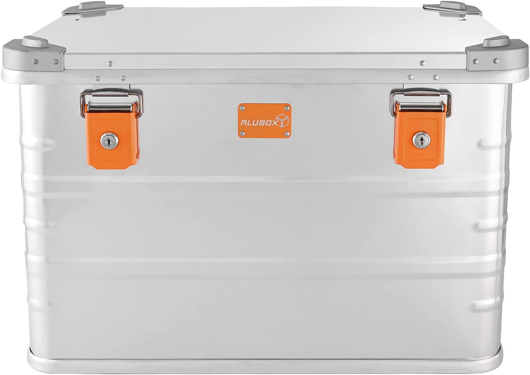 Alubox Alukiste abschliessbar E78 - Premium Aluminium Lagerbox 78 Liter - Deckel mit Aluminium Druck