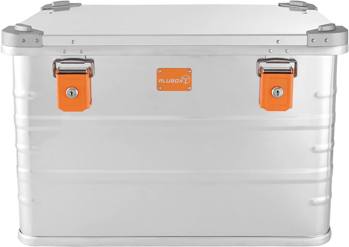 Alubox Alukiste abschliessbar E78 - Premium Aluminium Lagerbox 78 Liter - Deckel mit Aluminium Druck