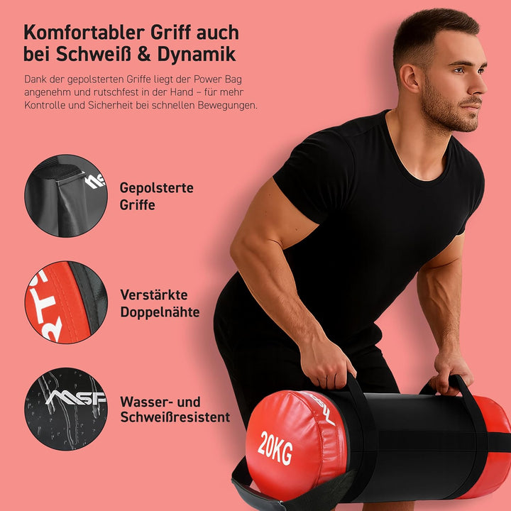 MSPORTS Power Bag Premium 5-30 kg Fitness Bag - Sandsack für Functional Fitness Gewichtssack 20