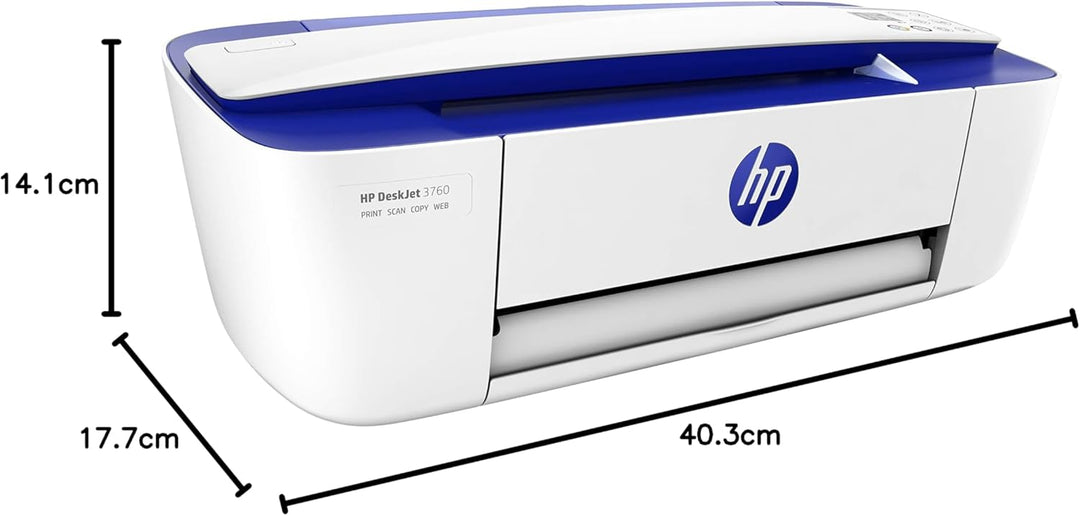 HP DeskJet 3760 A Thermischer Tintenstrahldrucker A4 1200 x 1200 DPI 19 ppm WiFi, Blau, Weiss