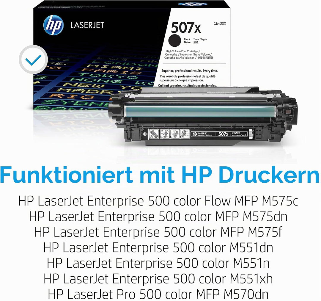 HP 507X (CE400X) Schwarz Original Toner mit hoher Reichweite für HP Laserjet Enterprise M551, Color
