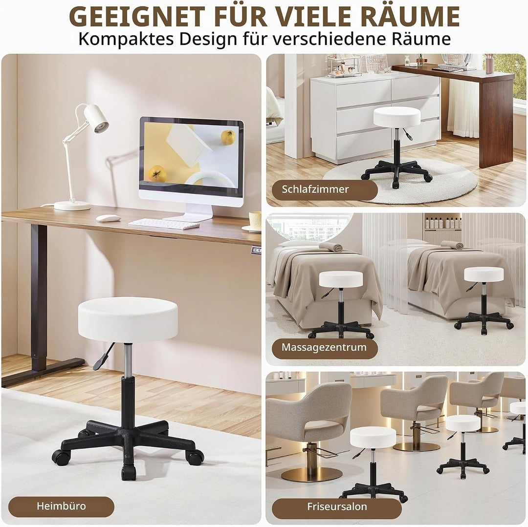 Yaheetech Rollhocker höhenverstellbar,Arbeitshocker Bürohocker 360° drehbar mit Rollen,Hocker Drehho