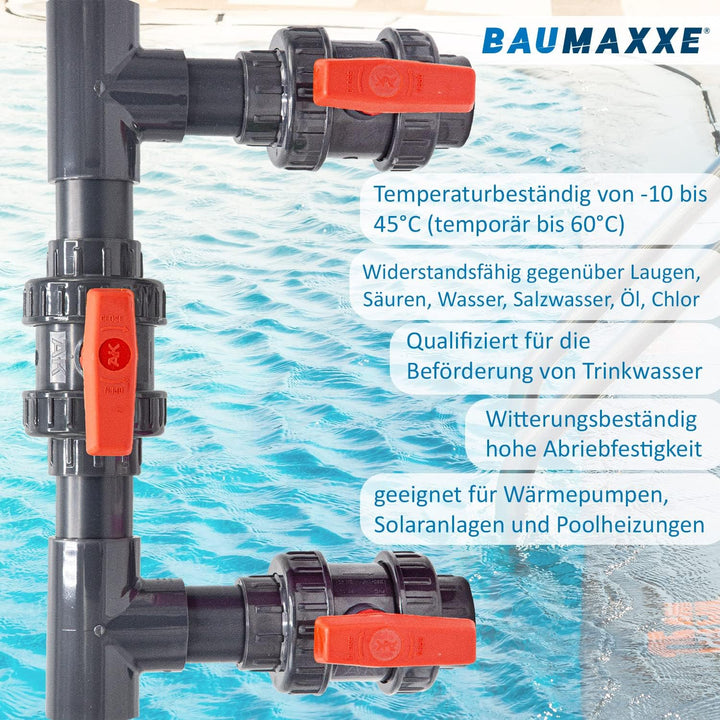 40 mm Pool Bypass Set für Wärmepumpen I Pool-Heizung und Solarheizung I Schwimmbadheizung I Bypass-K