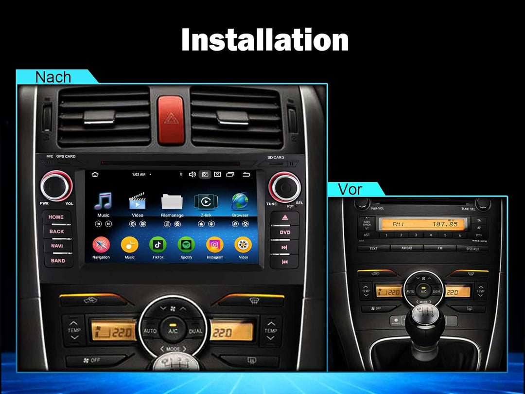 ERISIN 7 Zoll 8-Kern 4GB RAM+64GB ROM Android 14 Autoradio Bluetooth GPS Navigation für Toyota Auris