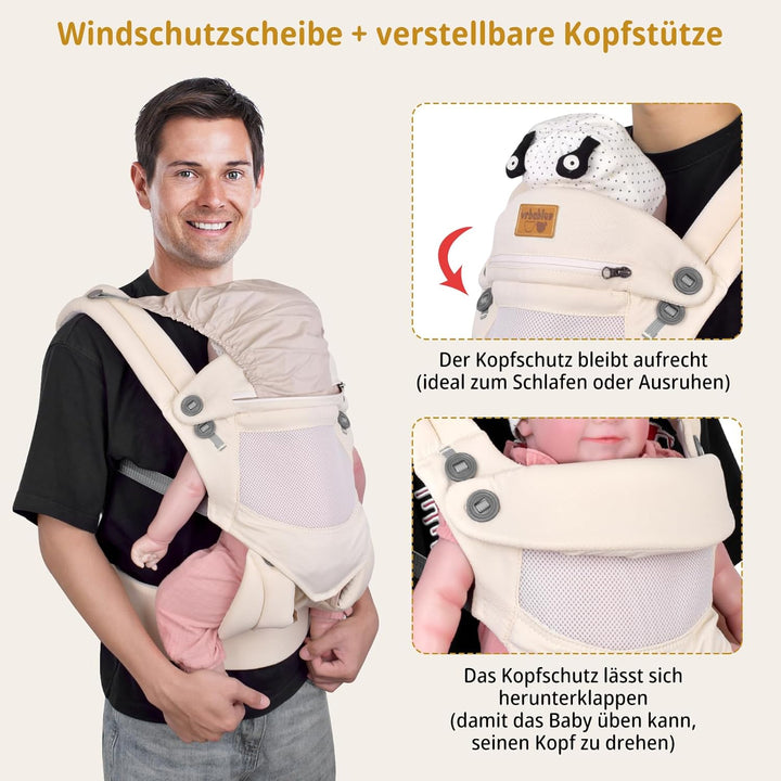 Babytrage-Ergonomisch,Babytrage für Neugeborene ab Geburt Leicht und Bequem,Leicht zu Tragen,Geeigne