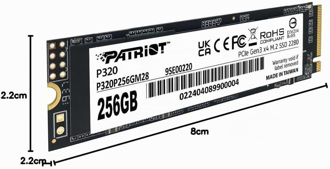 Patriot P320 256GB Interne SSD - NVMe PCIe Gen 3x4 - M.2 2280 - Solid State Drive - P320P256GM28, 25