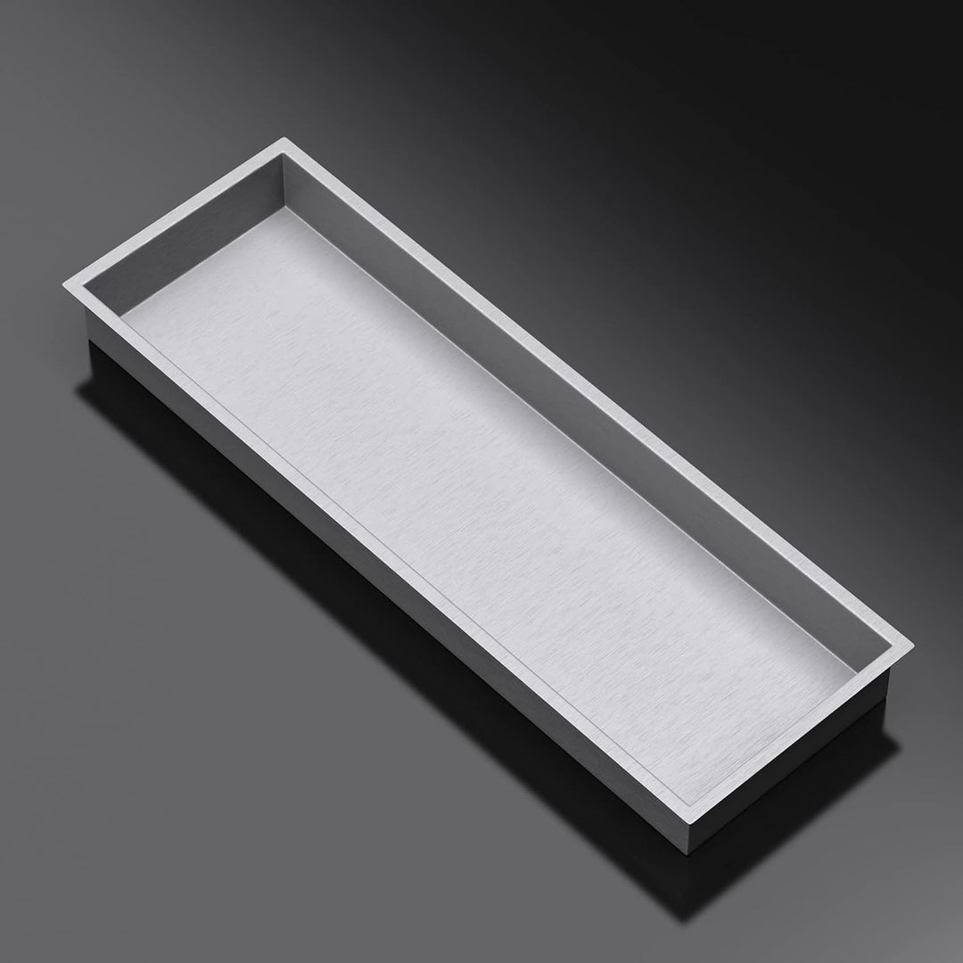 doporro Wandnische Dusche Silber 30 x 90cm | Duschablage Bad befliesbar aus Edelstahl | Duschregal U