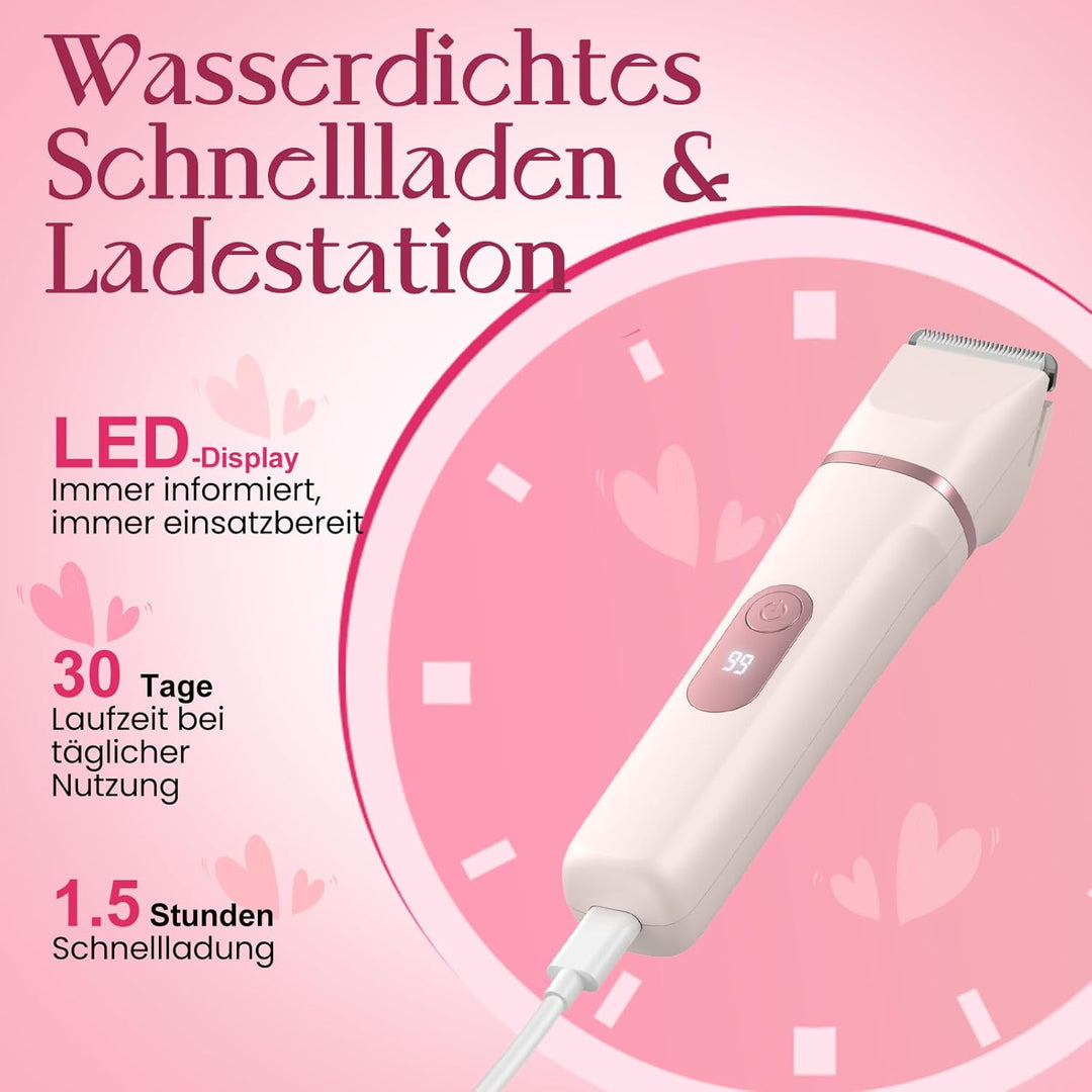 Rasierer Damen, 3-in-1 Intimrasierer für Frauen, für Körper &amp; Bikinizone Trimmer, Gesichtshaarentfer