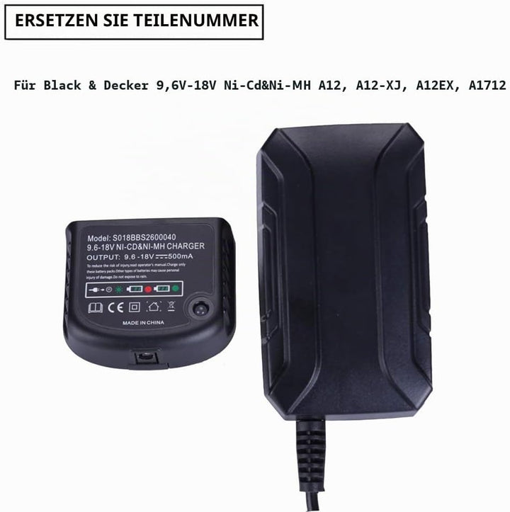 NI-Cd NI-MH Akkuladegerät für Black &amp; DeckerA12, A12-XJ, A12EX, A1712, FS120B, FSB12 HPB18-OPE HPB18