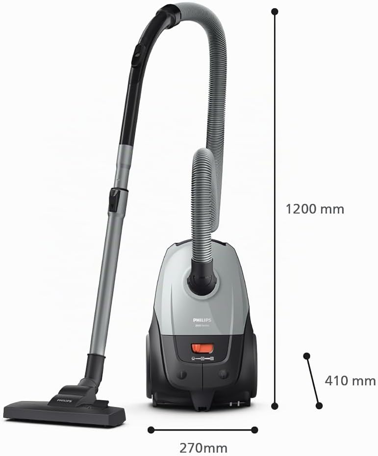 Philips Series 2000 Bodenstaubsauger mit Beutel – Kompakt &amp; Leicht, 800W Motor, HEPA-Filter fängt 99