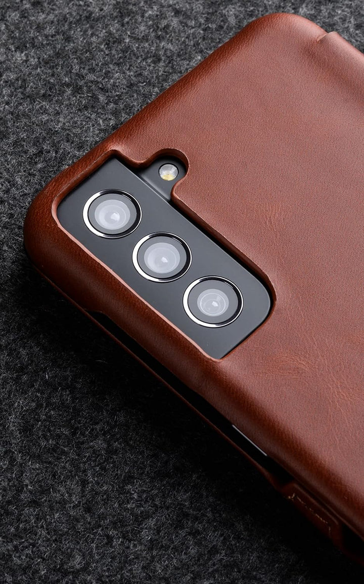 STILGUT Book Case kompatibel mit Samsung Galaxy S21 FE 5G Hülle aus Leder mit Clip-Verschluss, Leder