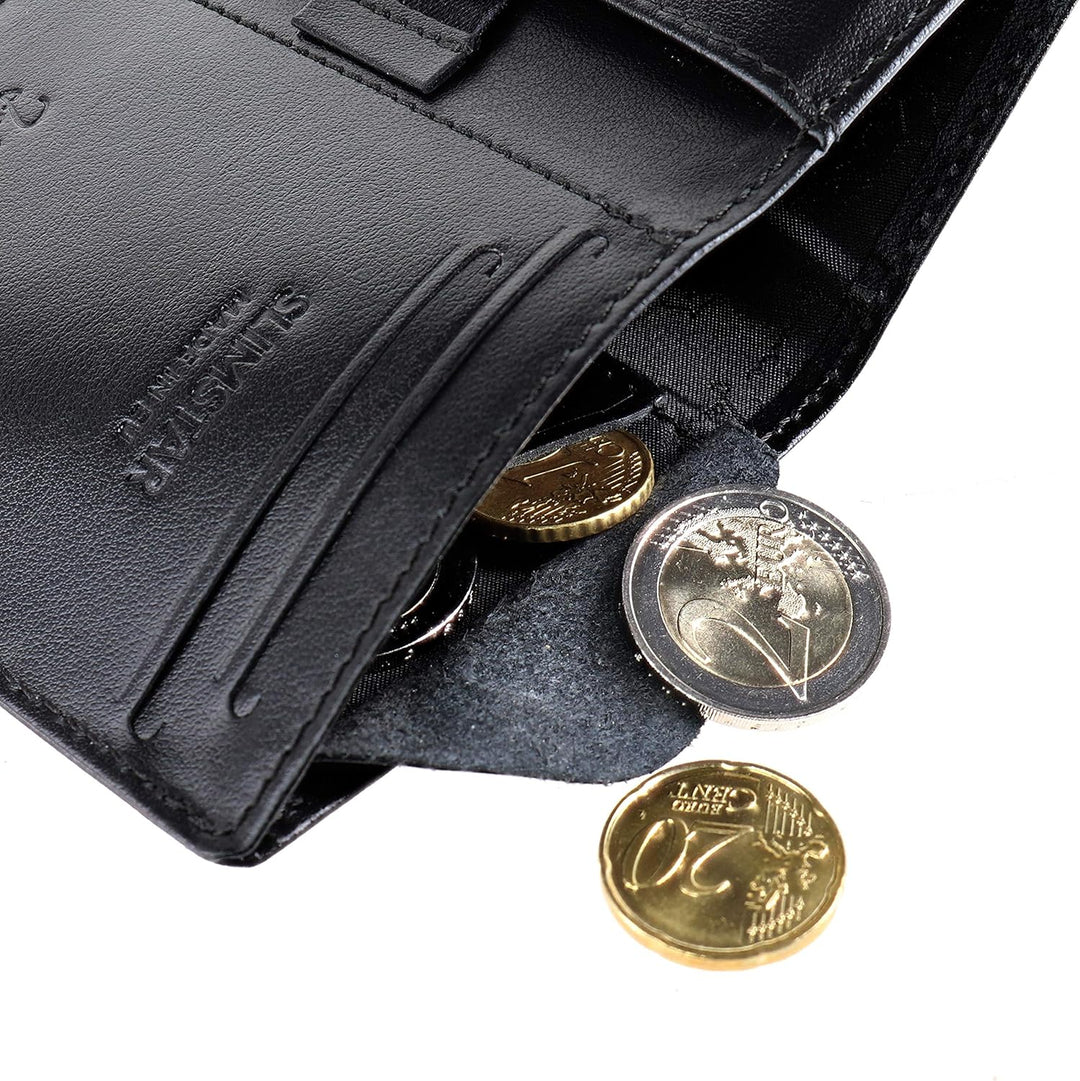 Jaimie Jacobs SLIMSTAR Geldbeutel dünne Geldbörse Leder Slim Wallet Hochformat Herren (Lochleder Sch
