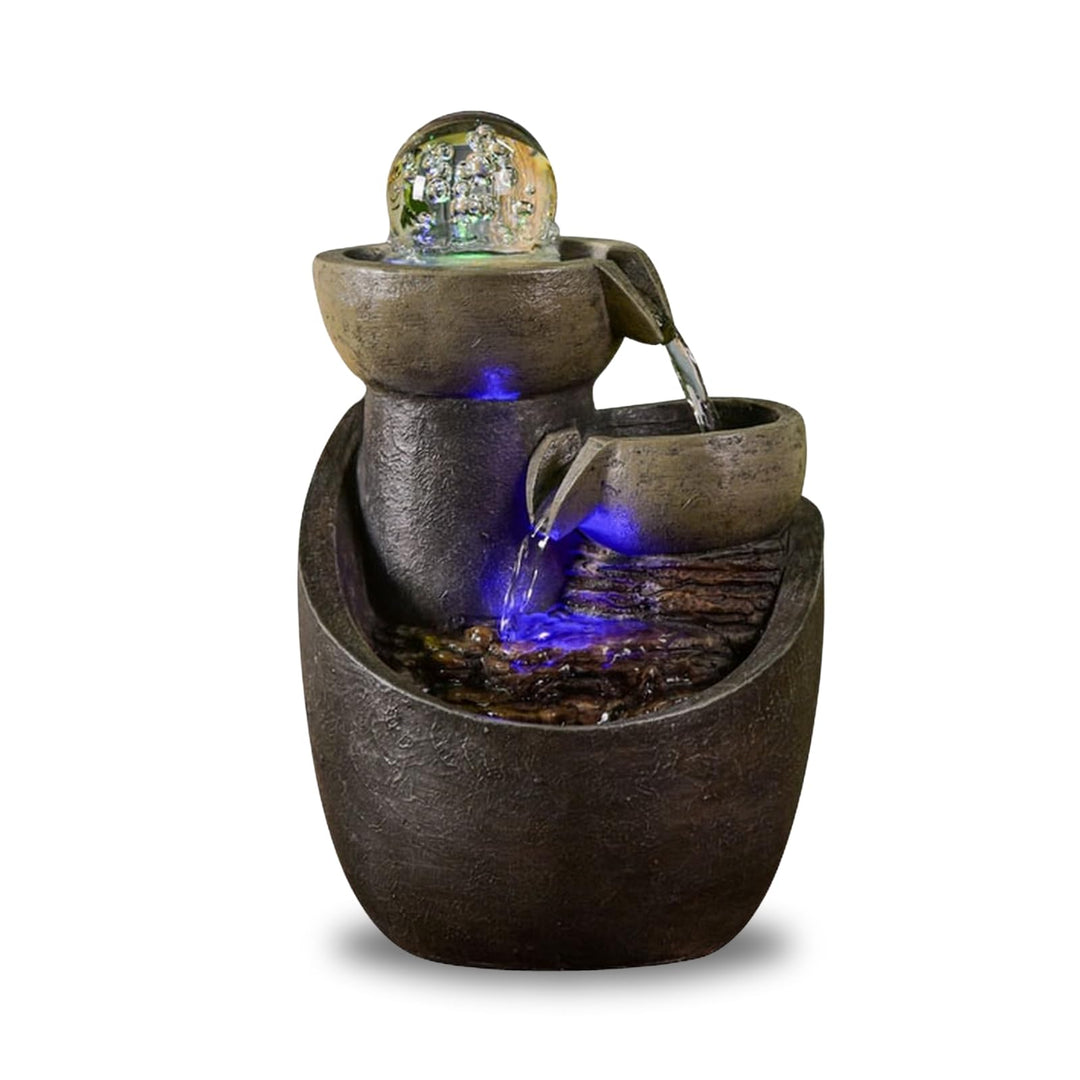 Innenbrunnen Kaskaden Glas Wasserwassereffekt Natursteinlicht LED Bunte LED, Tischbrunnen, aussergew