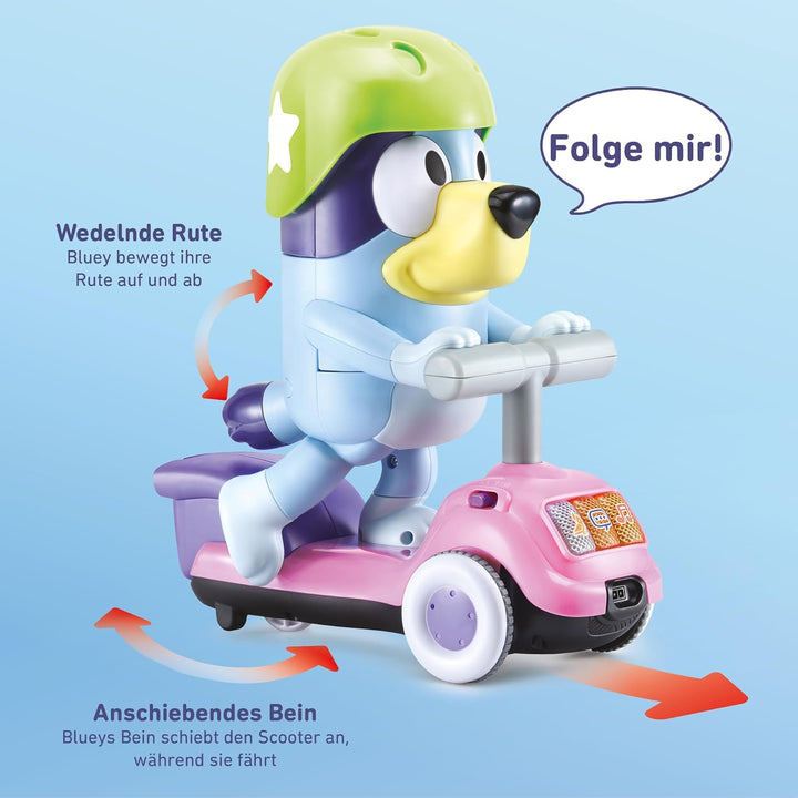 Vtech Bluey - Scooterabenteuer – Interaktives Spielzeug mit der Originalstimme von Bluey – Bewegt Si