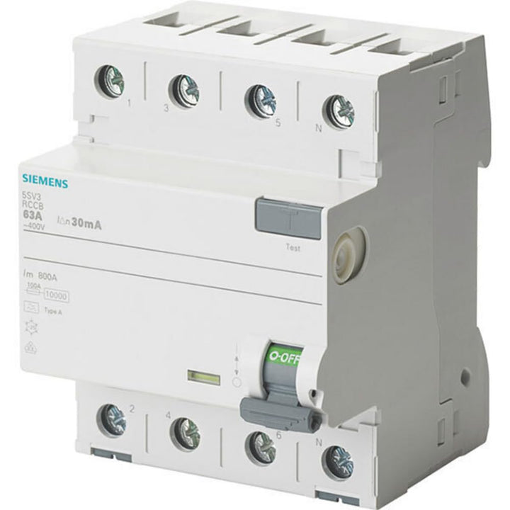 Siemens 5SV33464 FI-Schutzschalter 3P+N TypB kurzzeitverzögert 30mA 63A 400V