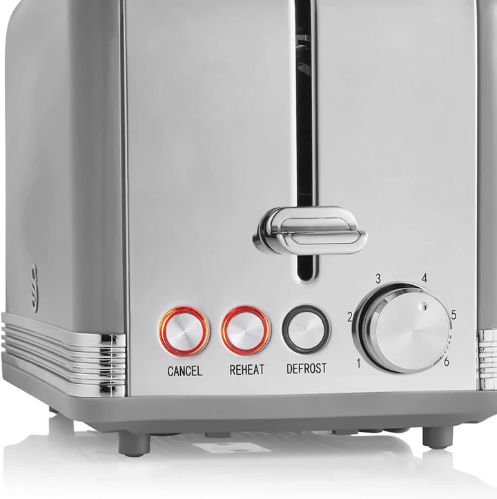 Swan Retro ST19010GRNEU 2-Scheiben-Breitschlitz-Brottoaster, Vintage Design, 3 Funktionen: Auftauen/