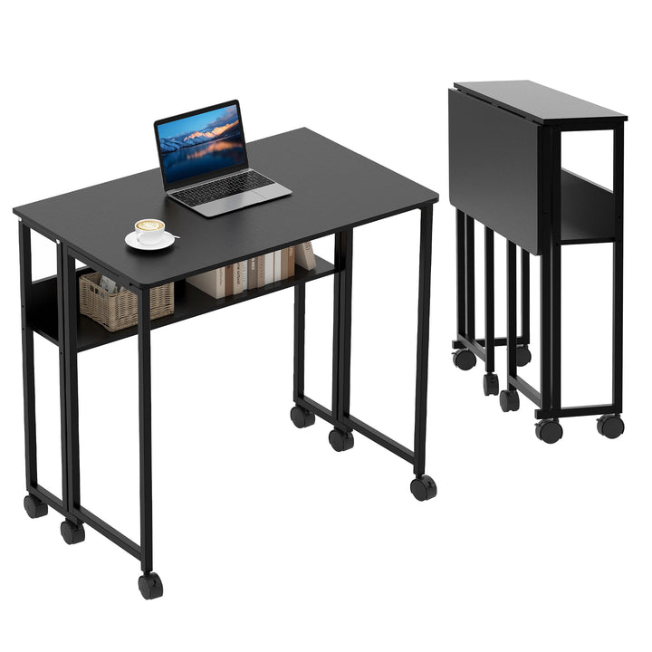 Garvee Klapptisch mit Rollen, 80x50x75 cm (Gesamthöhe), 31.5 Zoll Arbeitsplatz Tisch aus Sperrholz &