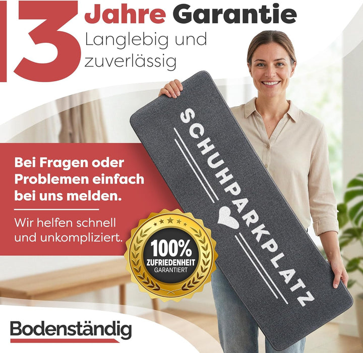 Bodenständig Schuhparkplatz Fussmatte Grau 100x33 cm – rutschfeste Schuhmatte & Waschbarer Schuhtepp