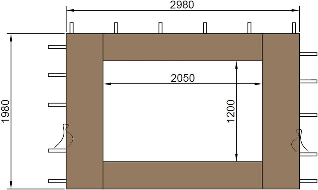 QUICK STAR 2 Seitenteile 300 / 400x197cm mit PE Fenster für Pavillon 3x4m Seitenwand Sand