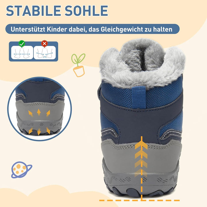 Mishansha Kinder Winterschuhe Mädchen Winterstiefel Warm Schneestiefel Gefüttert Boots Wasserdicht 2