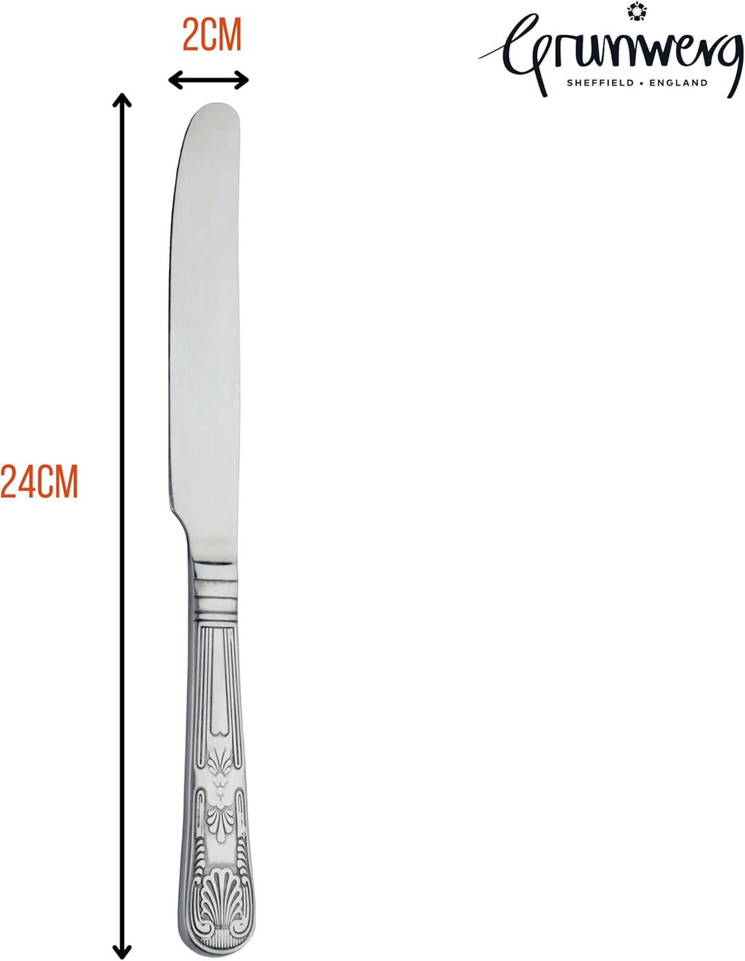 Grunwerg TAKKGR Parish Besteck Kings Sortiment 12er Set Tafelmesser, Edelstahl, 240mm, 12 240mm Tafe