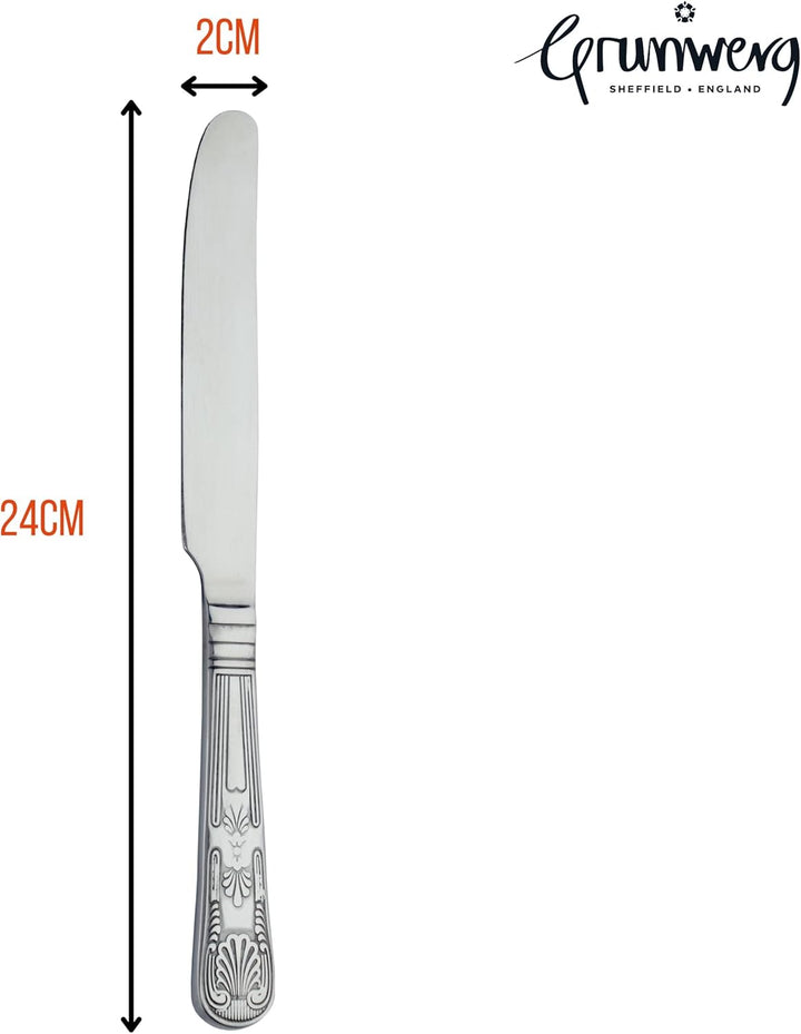 Grunwerg TAKKGR Parish Besteck Kings Sortiment 12er Set Tafelmesser, Edelstahl, 240mm, 12 240mm Tafe