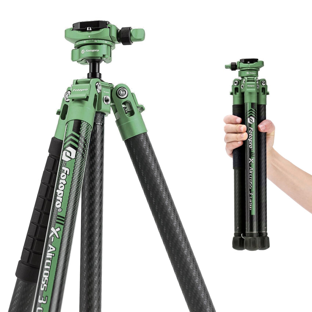 Fotopro Kohlefaser-Stativ 130 cm 360 Grad Kugelkopf, Schnellwechselplatte, leichtes Kamerastativ für