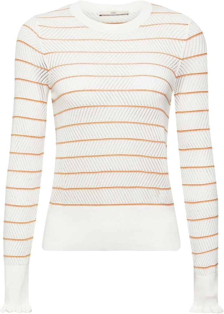 edc by Esprit Gestreifter Pullover in Pointelle-Strick S 710/Honey Yellow, S 710/Honey Yellow