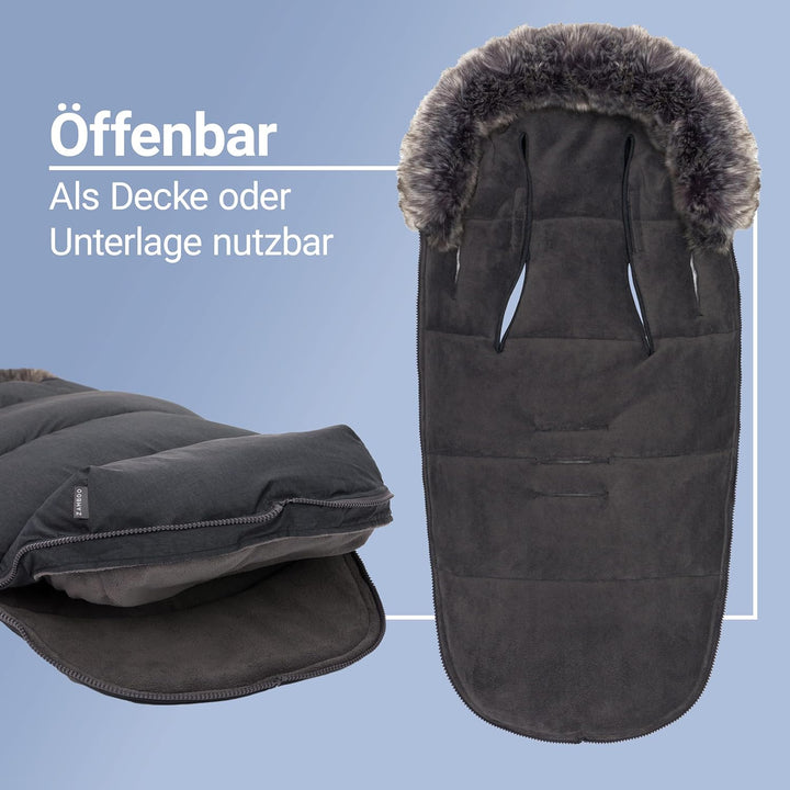 Zamboo Universal Thermo Fusssack mit Fell für Buggy Kinderwagen - Kinder Winterfusssack für 3-Punkt