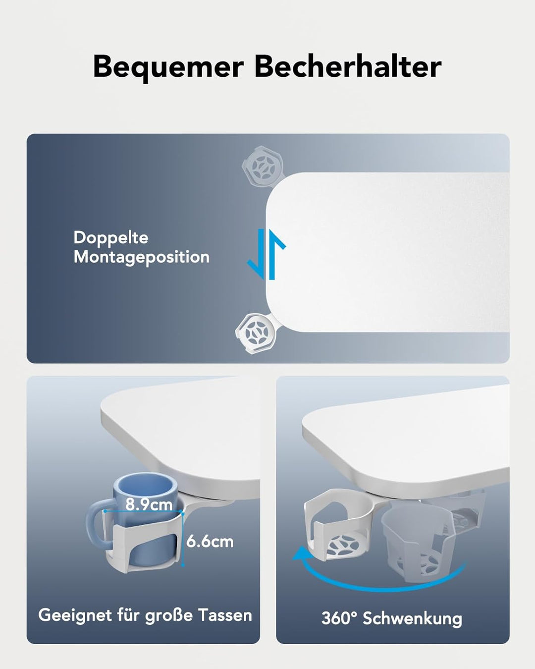 HUANUO Beistelltisch mit Rollen,Höhenverstellbarer Beistelltisch mit 80 x 45 cm grosse Tischplatte,M