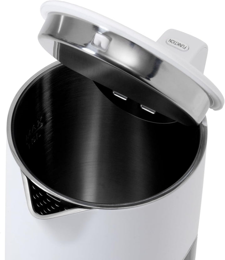 KLAMER Wasserkocher Edelstahl 1,5L 1800W elektrischer Wasserkocher weiss mit Temperatureinstellung z