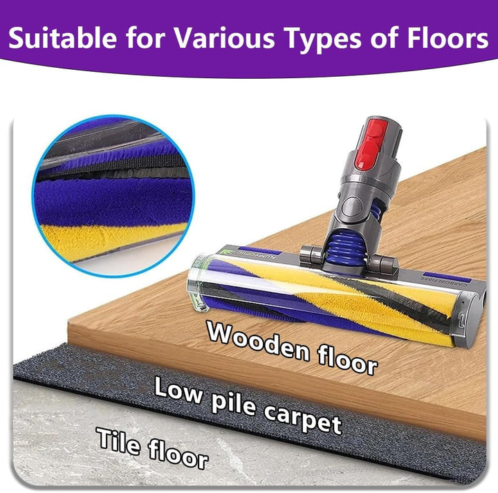 Softwalze Bodendüse für Dyson V7 V8 V10 V11 V15 Staubsauger, Elektrischer LED Fluffy Soft Roller Bür