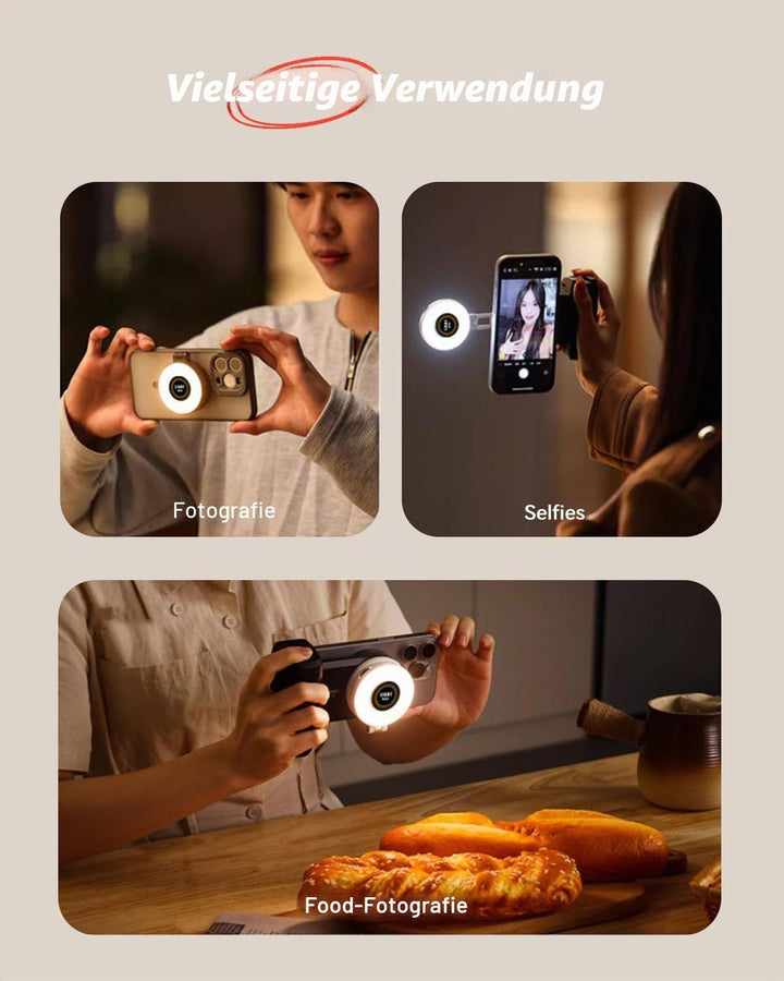 Ringlicht Handy Selfie Licht für iPhone - Magnetisches Handy Licht Telefonringlicht wiederaufladbar