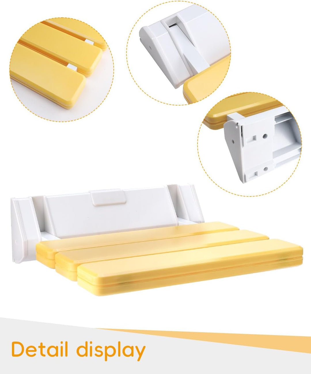 FreeTec Duschklappsitz Duschsitz Klappbar Wandmontage Belastbar bis 130kg Tragkraft Zusammenklappbar