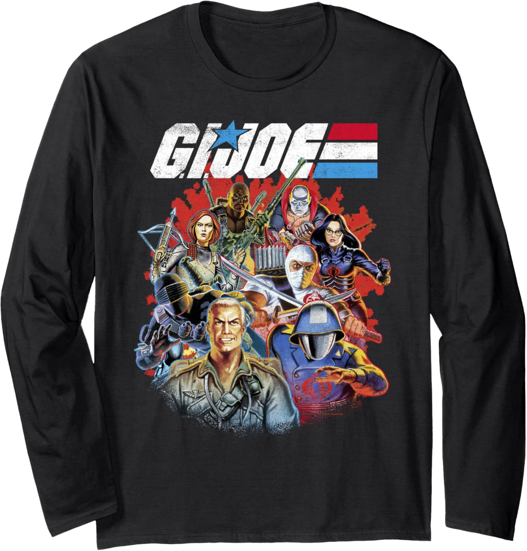G.I. Joe Retro Group Shot American Hero Fade Logo Langarmshirt